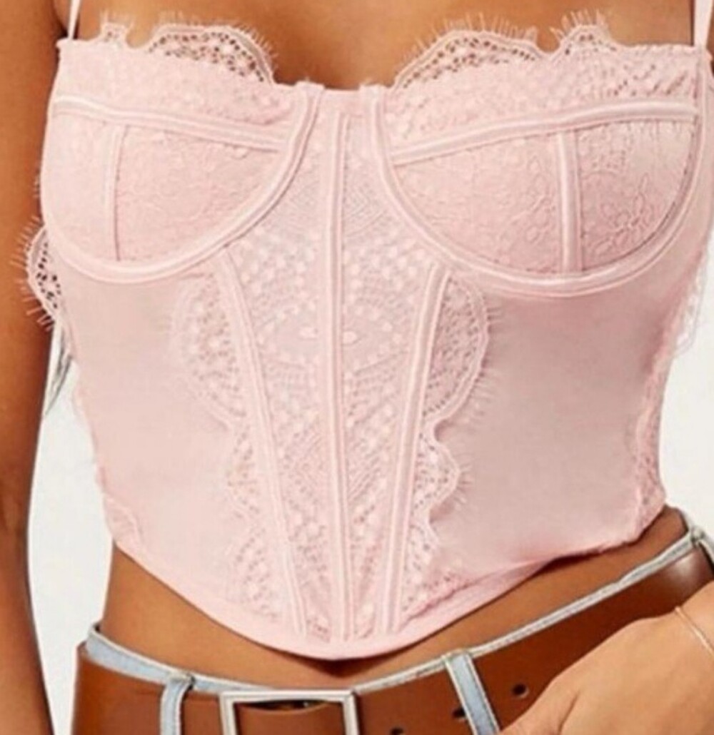 Pacsun L.A.Hearts Pink Mesh Corset Bustier Small